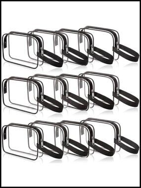 50 Pack Clear PVC Toiletry Bags with Handle TSA Approved Cosmetic Travel Pouch